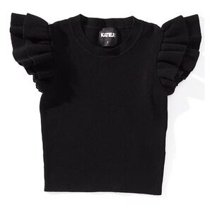 KATIEJ NYC Big Girls Flutter Sleeve Isla Sweeter-Knit Top. Size XS . NEW
